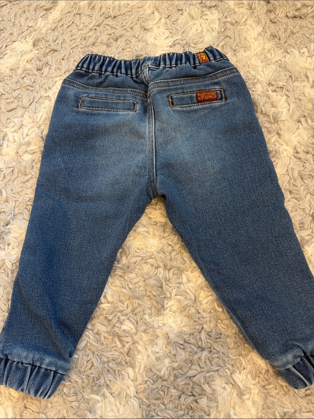 Kids Elastic Waist Blue Denim Jogger Pants